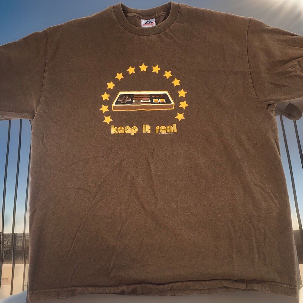 AAA Mens T-Shirt Nintendo Keep It Real 2003 Brown Tag Size XL
